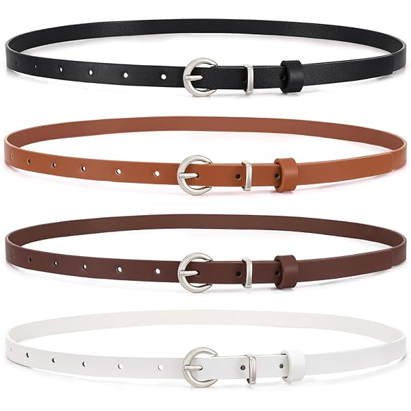 SANSTHS 4 Pack Women Thin Belts for Jeans Coats Dresses